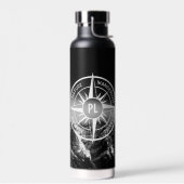 Compass star embleem monogram dramatische bergen waterfles (Links)