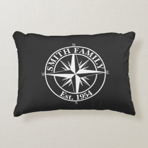Compass star monogram, personaliseerbaar embleem accent kussen