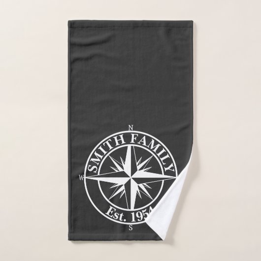 Compass star monogram, personaliseerbaar embleem bad handdoek (Handdoek)