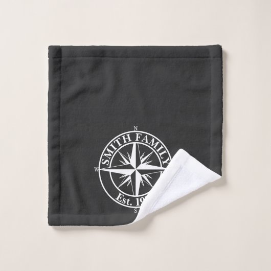Compass star monogram, personaliseerbaar embleem bad handdoek (Wasdoekje)