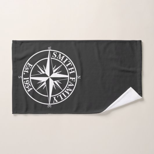 Compass star monogram, personaliseerbaar embleem bad handdoek (Handdoek)