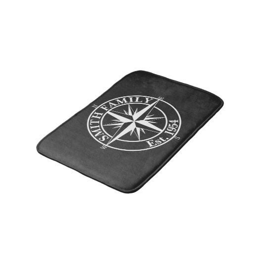Compass star monogram, personaliseerbaar embleem badmat (Gekanteld)