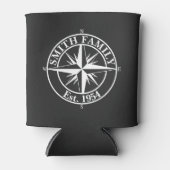 Compass star monogram, personaliseerbaar embleem blikjeskoeler (Voorkant)