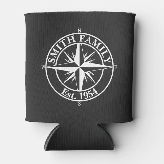 Compass star monogram, personaliseerbaar embleem blikjeskoeler (Voorkant)