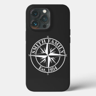 Compass star monogram, personaliseerbaar embleem iPhone 13 pro hoesje
