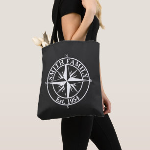 Compass star monogram, personaliseerbaar embleem draagtas