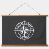 Compass star monogram, personaliseerbaar embleem hangend wandkleed (Voorkant)