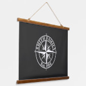 Compass star monogram, personaliseerbaar embleem hangend wandkleed (Gebogen)