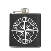 Compass star monogram, personaliseerbaar embleem heupfles (Voorkant)