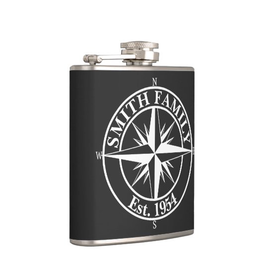 Compass star monogram, personaliseerbaar embleem heupfles (Rechts)