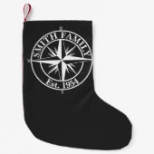 Compass star monogram, personaliseerbaar embleem kleine kerstsok (Voorkant)