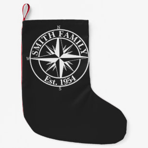 Compass star monogram, personaliseerbaar embleem kleine kerstsok
