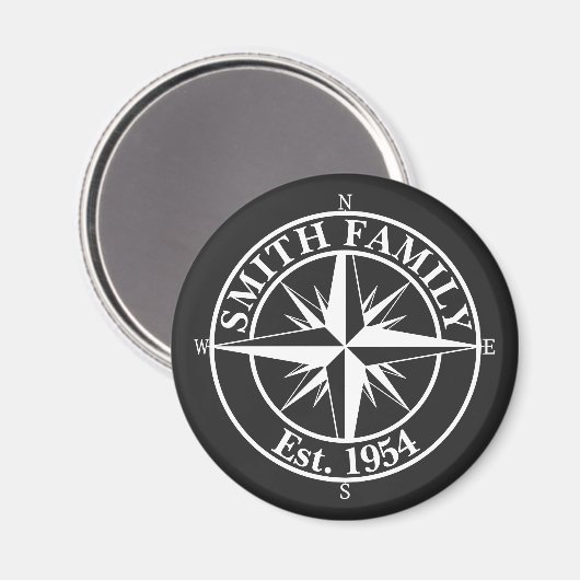 Compass star monogram, personaliseerbaar embleem magneet (Voorkant / Achterkant)