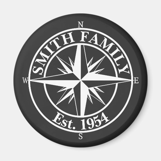 Compass star monogram, personaliseerbaar embleem magneet (Voorkant)