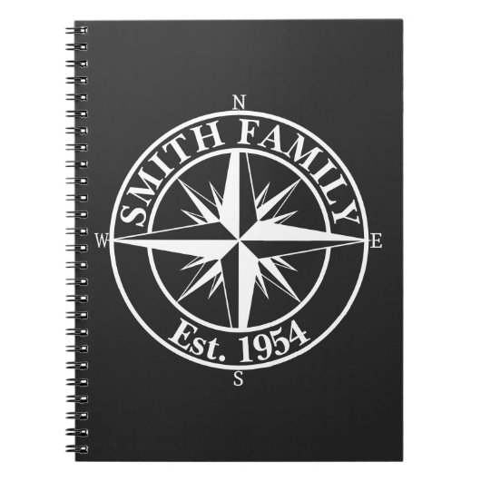 Compass star monogram, personaliseerbaar embleem notitieboek (Voorkant)