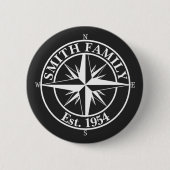 Compass star monogram, personaliseerbaar embleem ronde button 5,7 cm (Voorkant)