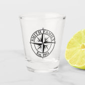 Compass star monogram, personaliseerbaar embleem shot glas (Voorkant)