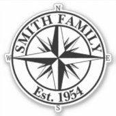 Compass star monogram, personaliseerbaar embleem sticker (Voorkant)