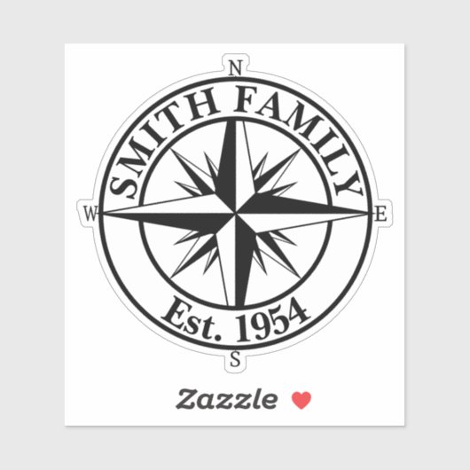 Compass star monogram, personaliseerbaar embleem sticker (Vel)