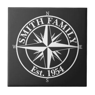 Compass star monogram, personaliseerbaar embleem tegeltje