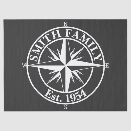 Compass star monogram, personaliseerbaar embleem tissuepapier (Voorkant)