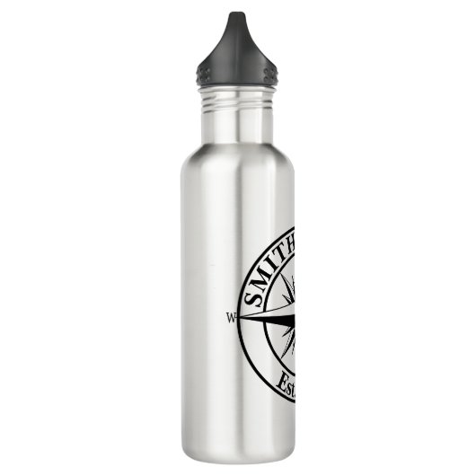 Compass star monogram, personaliseerbaar embleem waterfles  (Links)