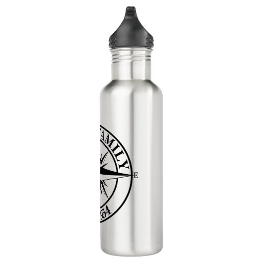 Compass star monogram, personaliseerbaar embleem waterfles  (Rechts)