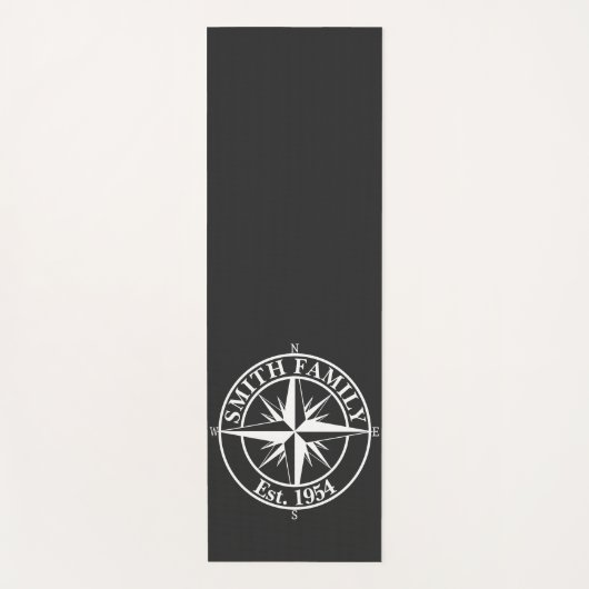 Compass star monogram, personaliseerbaar embleem yogamat (Voorkant)