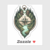 Compass Waterfall Vinyl Sticker | Die-Cut Sticker (Vel)