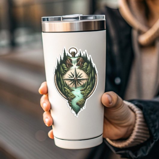 Compass Waterfall Vinyl Sticker | Die-Cut Sticker