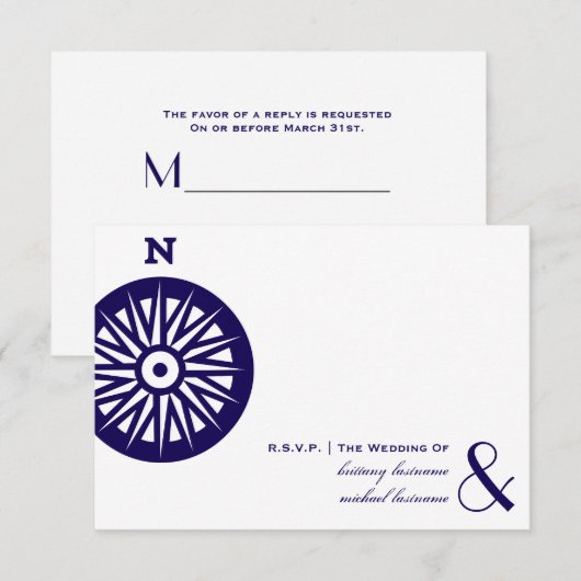 Compass Wedding RSVP (Voorkant / Achterkant)