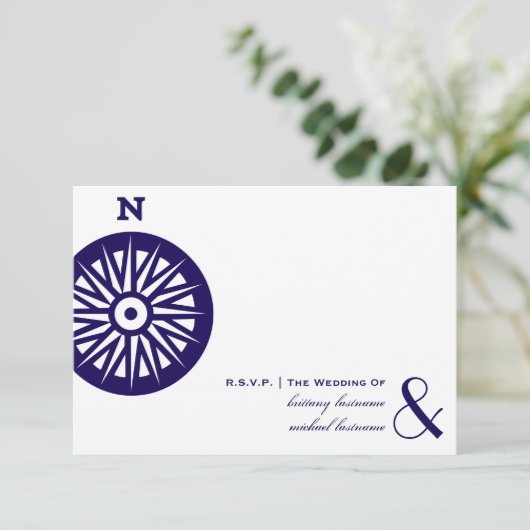 Compass Wedding RSVP Kaartje (Staand voorkant)