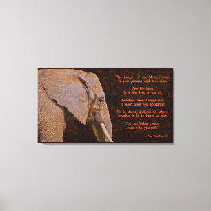 Compassie - Elefant & Literary Quote - Rustige BG Canvas Afdruk
