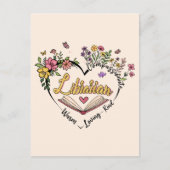 Compassionate Librarian – Floral Heart Design Briefkaart (Voorkant)