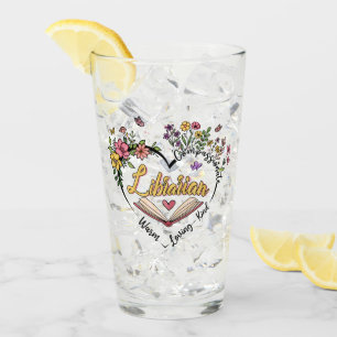 Compassionate Librarian – Floral Heart Design Glas