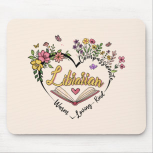 Compassionate Librarian – Floral Heart Design Muismat