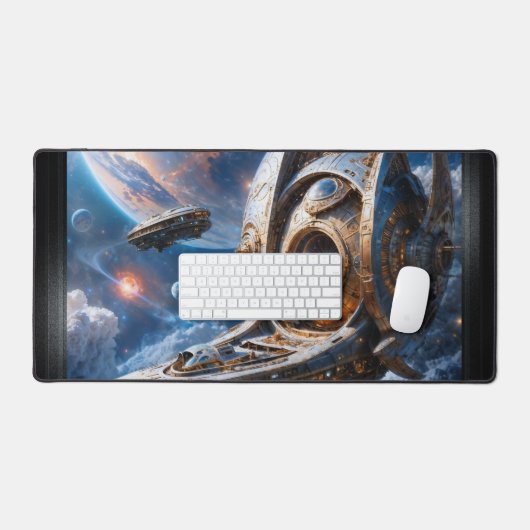 Compellious Galactic Cruiser Al Art beroemd gemaak Bureaumat (Keyboard & Muis)