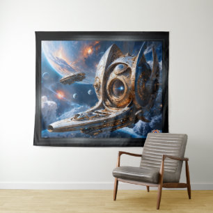 Compellious Galactic Cruiser Al Art door Xzendor7 Wandkleed