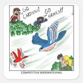 Competitief Vogelspotten (strip) Vierkante Sticker