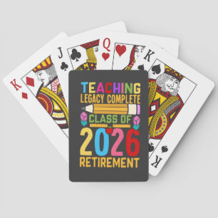 Compleet onderwijslegacyklas van 2026 met pensioen pokerkaarten