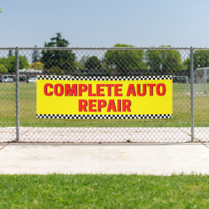 Complete Auto Repair Geruite Vlag Groot Geel Spandoek