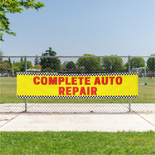 Complete Auto Repair Geruite Vlag Groot Geel Spandoek