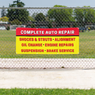 Complete Auto Reparatie Vering Remmen Motor Spandoek