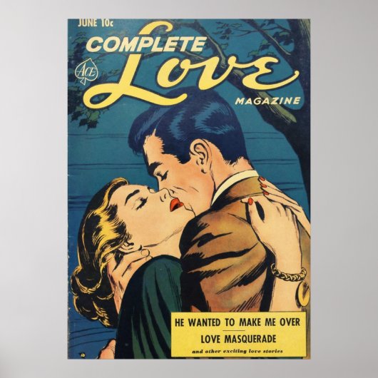 Complete Love Retro  Comic Book Hoesje Poster (Voorkant)