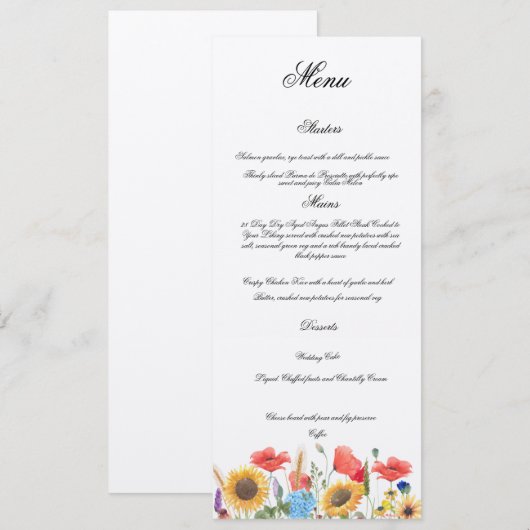 Completely Customisable Wedding Menu (Voorkant / Achterkant)