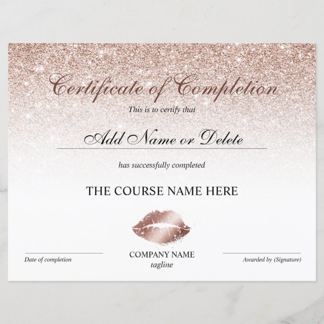 Completion Award - lippen verzinnen (Voorkant)