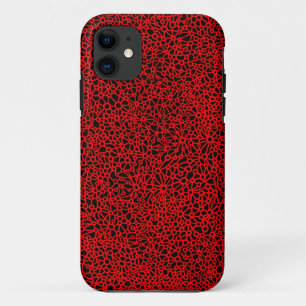Complex netwerk - Rood en zwart iPhone-draagtas iPhone 11 Hoesje