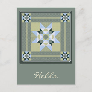 Complex Star-patch in groen en blauw Briefkaart