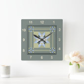 Complex Star Patch Quilt Block in Greens Vierkante Klok (Huis)