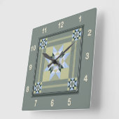 Complex Star Patch Quilt Block in Greens Vierkante Klok (Hoek)